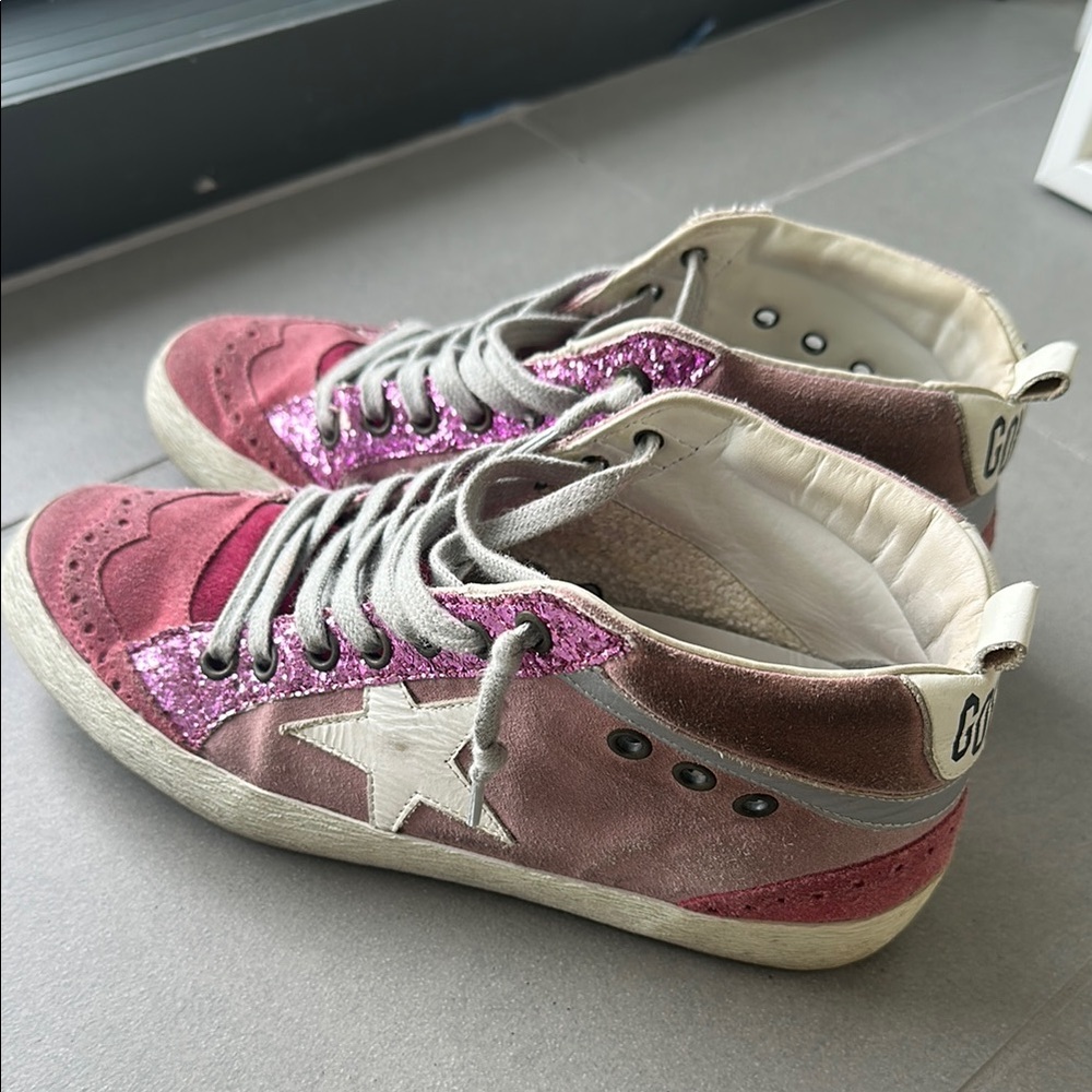 Pink Glitter High-Top Sneakers